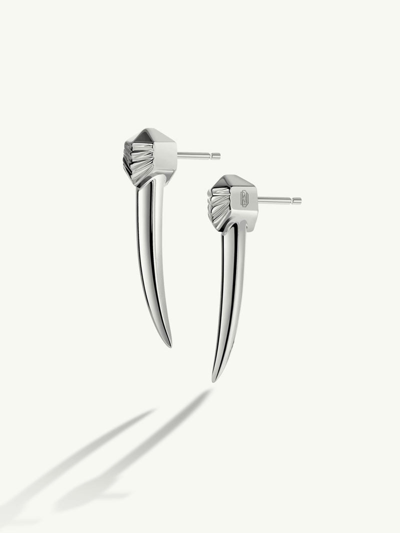 Damian Horn Talisman Dagger Earrings In 18K White Gold
