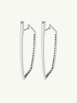 Lilith Studded Hinged Hoop Earrings in 18K White Gold
