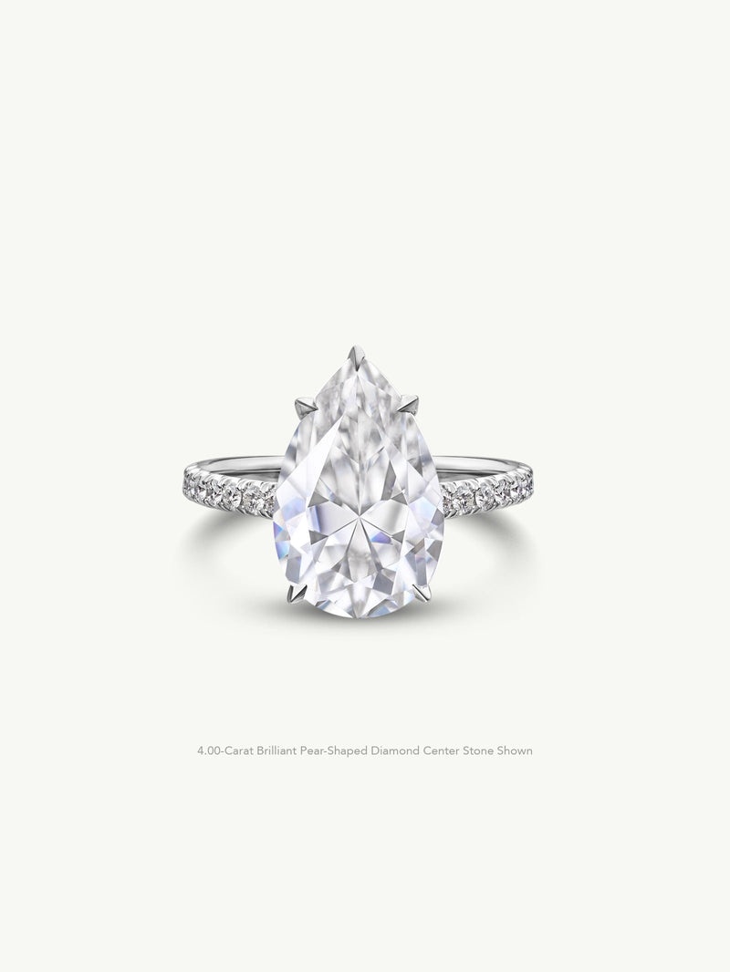Safaa Pear-Shaped Brilliant Cut White Diamond Engagement Ring In 18K White Gold