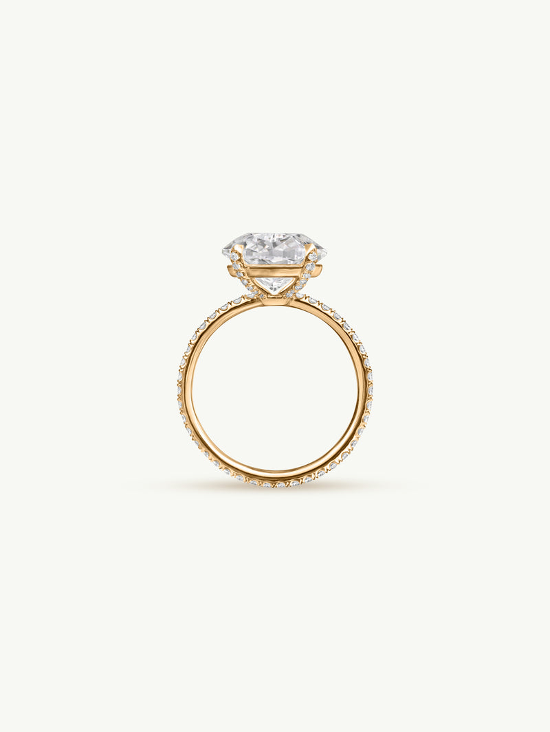 Suma Oval-Shaped Brilliant Cut White Diamond Engagement Ring In 18K Yellow Gold