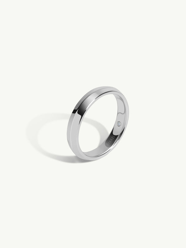 Eterno Knife Edge Wedding Ring With Hidden Diamond In 18K White Gold, 4mm