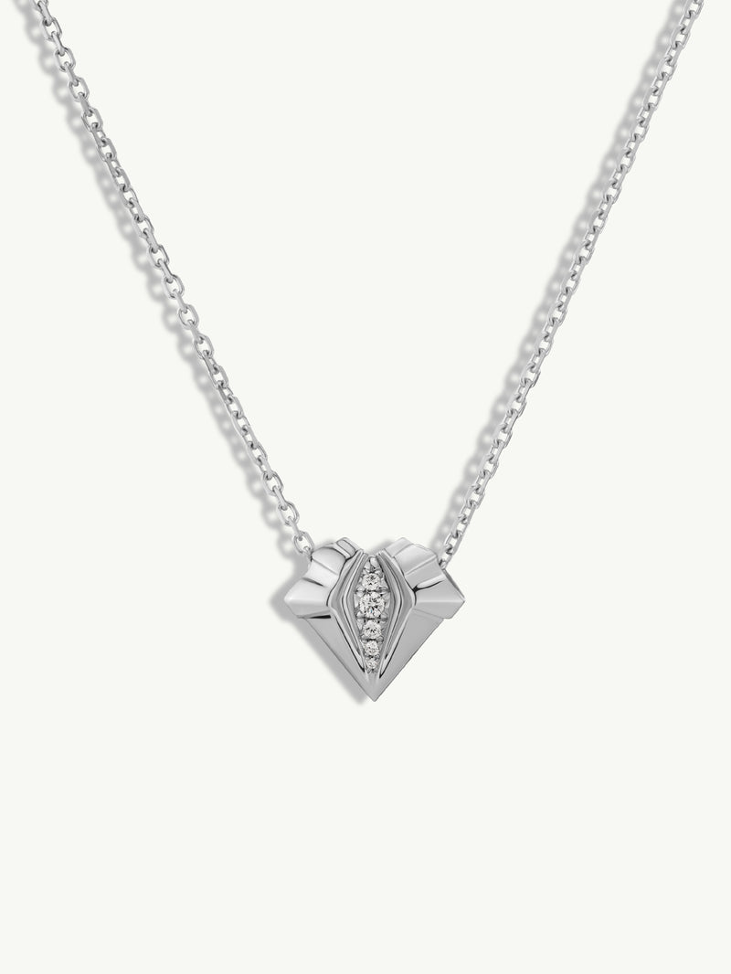 Alexandria Pendant Necklace With Brilliant Pavé-Set Diamonds In 18K White Gold, 13mm