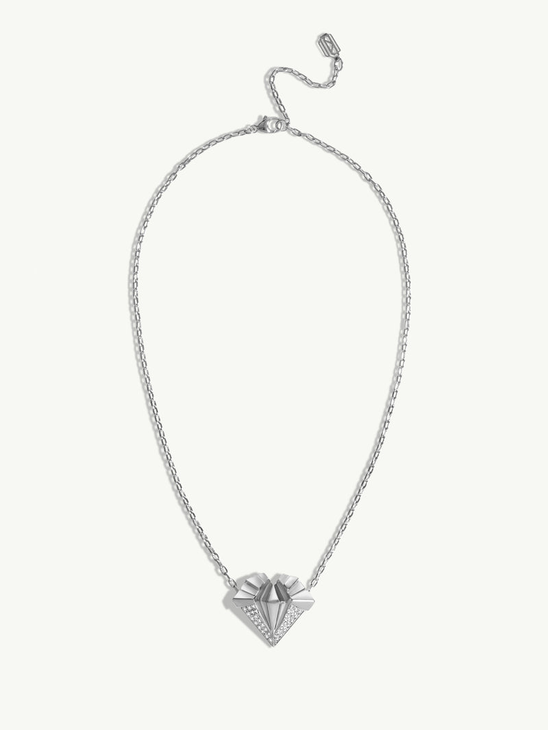 Alexandria Pendant Necklace With Brilliant Pavé-Set Diamond In 18K White Gold, 25mm