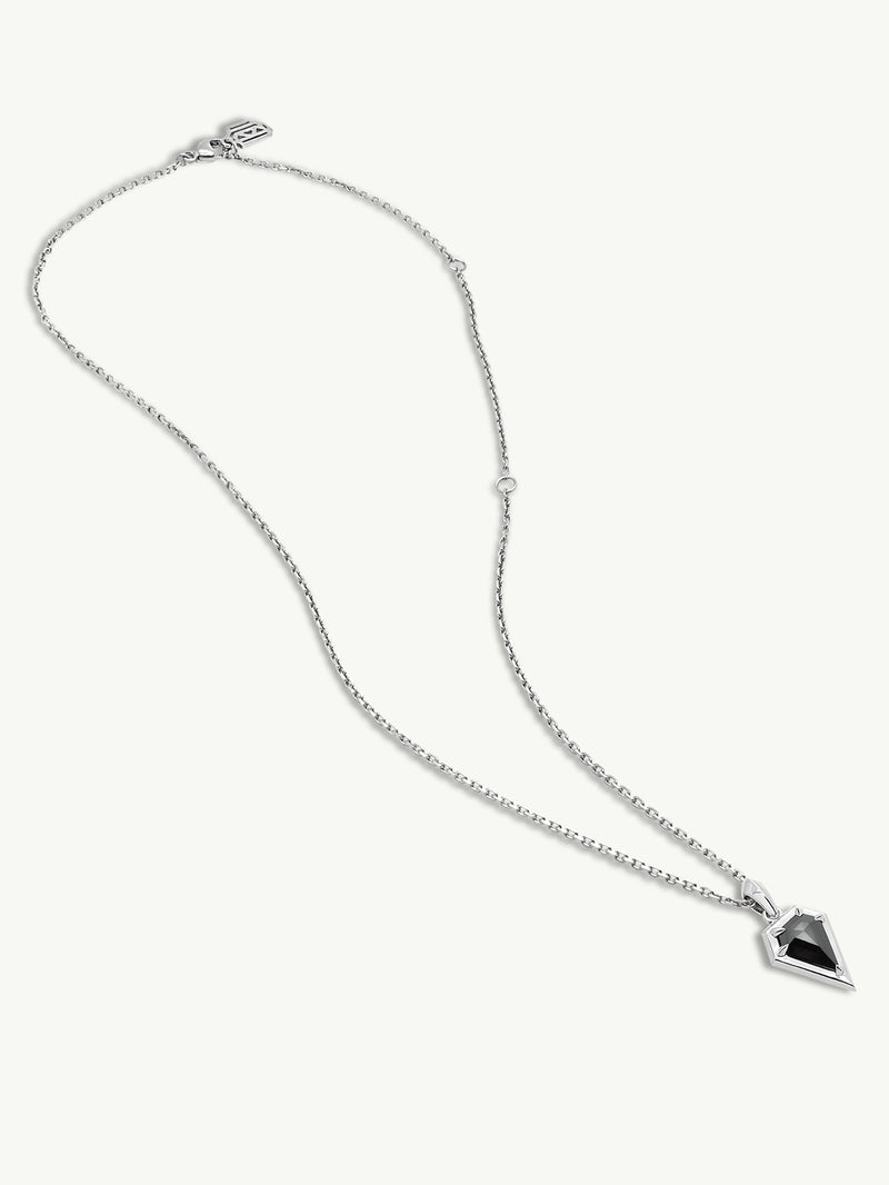 Aphrodite Amulet Pendant Necklace With Black Diamond In 18K White Gold