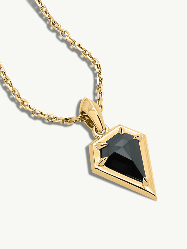 Aphrodite Amulet Pendant Necklace With Black Diamond In 18K Yellow Gold