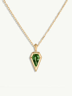 Aphrodite Amulet Pendant Necklace With Green Tourmaline In 18K Yellow Gold