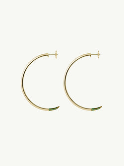 Asasara Hoop Earrings With Pavé Emerald Tips In 18K Yellow Gold