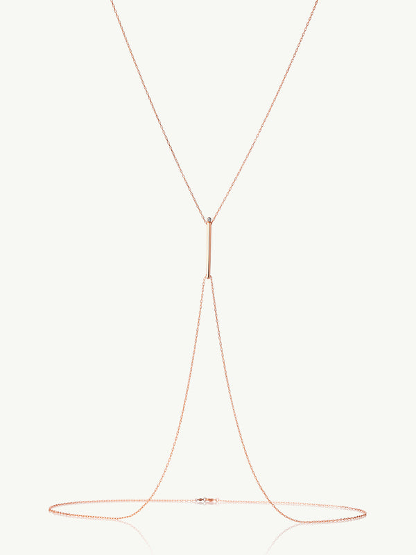 Aracelis Body Chain Necklace With Brilliant-Cut Round Diamond In 18K Rose Gold