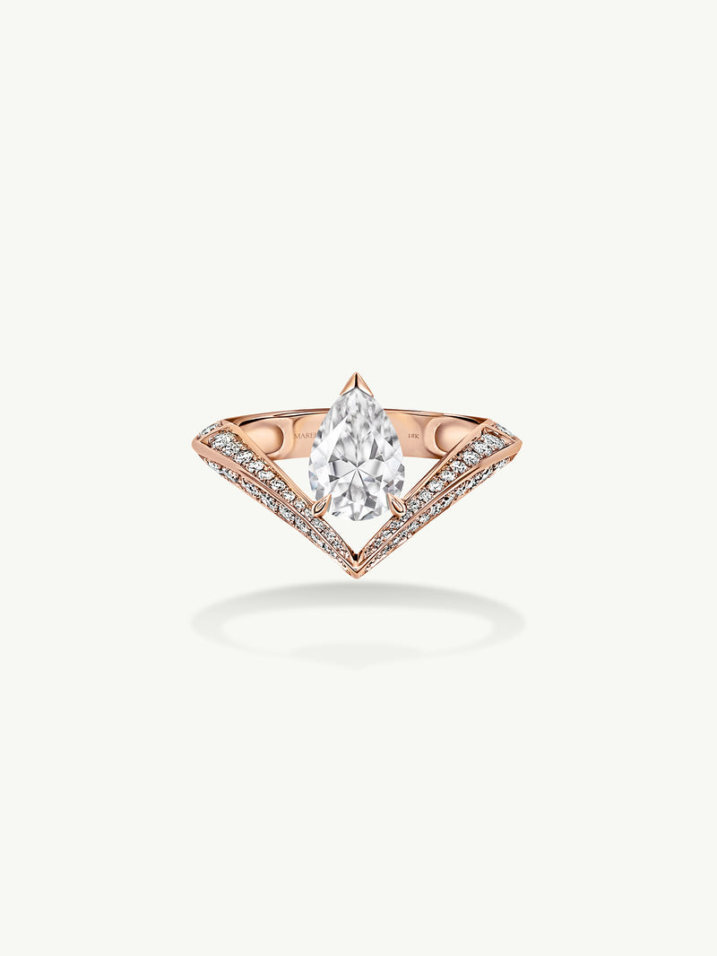 Dorian Floating Teardrop-Shaped Brilliant White Diamond Engagement Ring In 18K Rose Gold