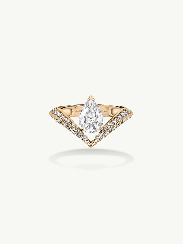 Dorian Floating Teardrop-Shaped Brilliant White Diamond Engagement Ring In 18K Yellow Gold