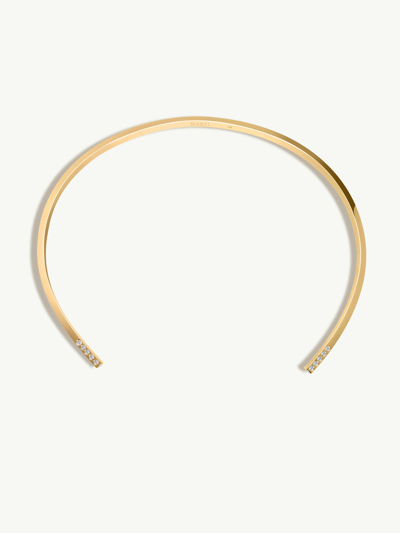 Laela Choker Necklace With Brilliant-Cut White Diamonds In 18K Yellow Gold