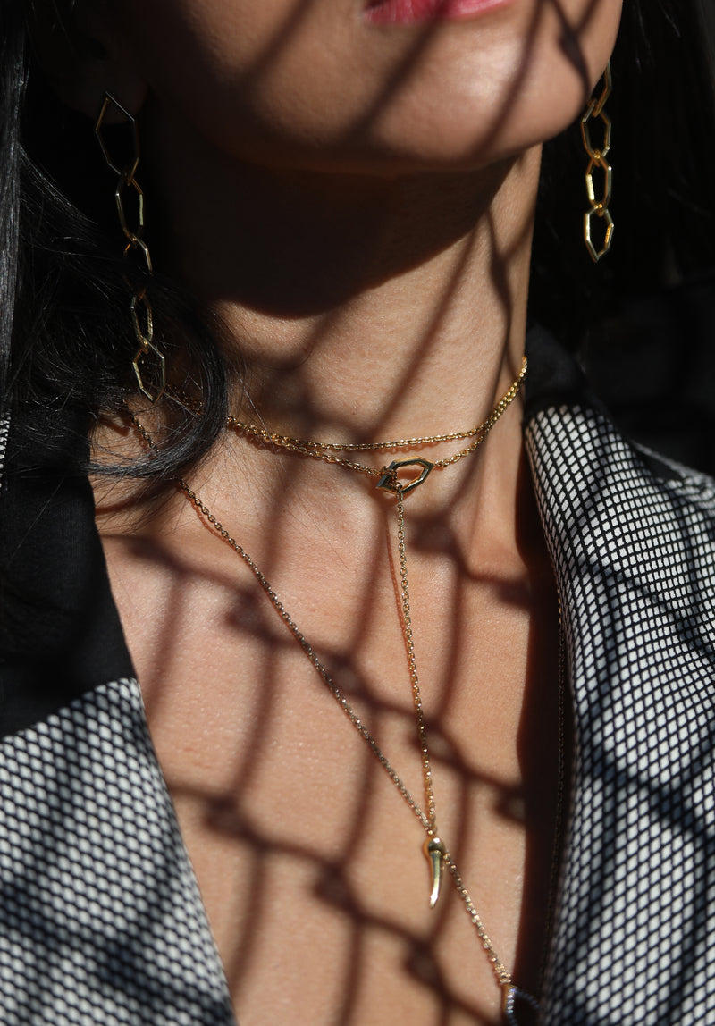 Amanti Lariat Horn Talisman Lariat Necklace In 18K Rose Gold