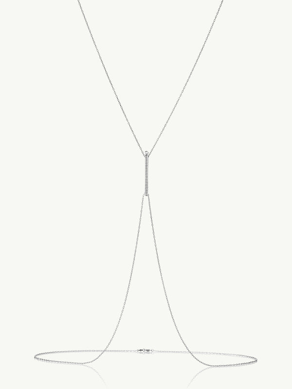 Aracelis Body Chain Necklace With Brilliant Pavé-Set Diamonds in 18K White Gold