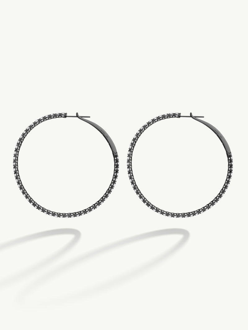Seraphina XL Hoop Earrings With Brilliant-Cut White Diamonds In 18K Blackened Gold
