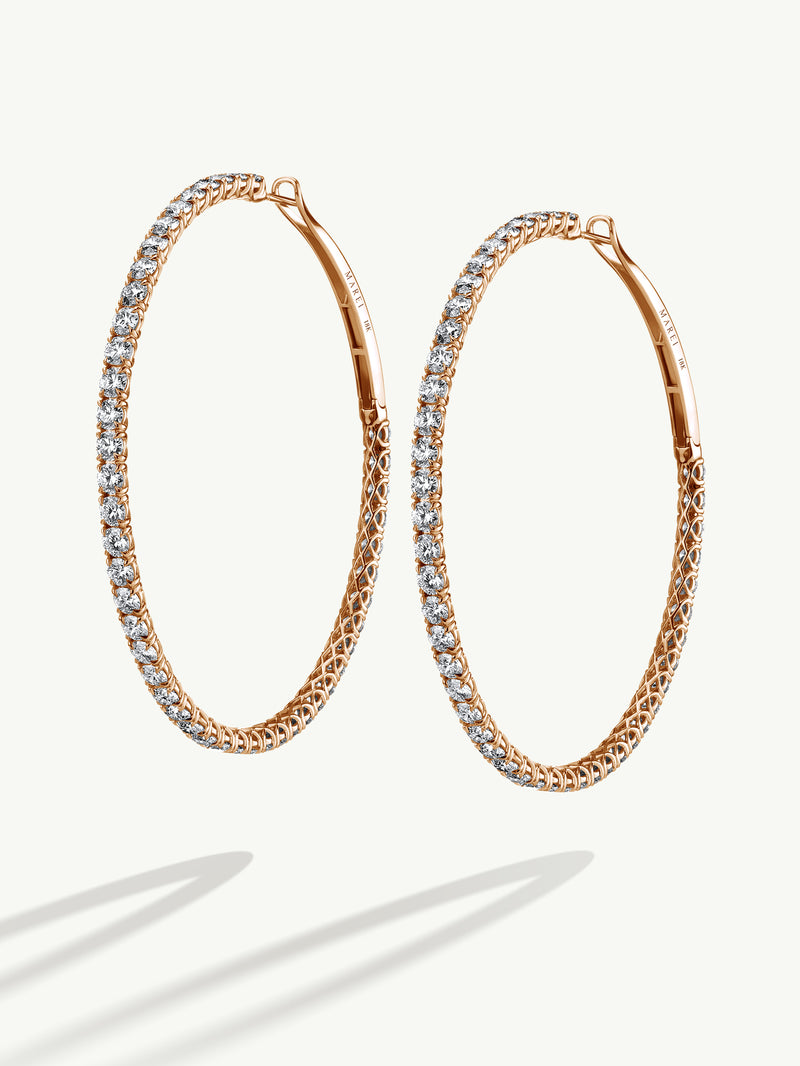 Seraphina XL Hoop Earrings With Brilliant-Cut White Diamonds In 18K Rose Gold