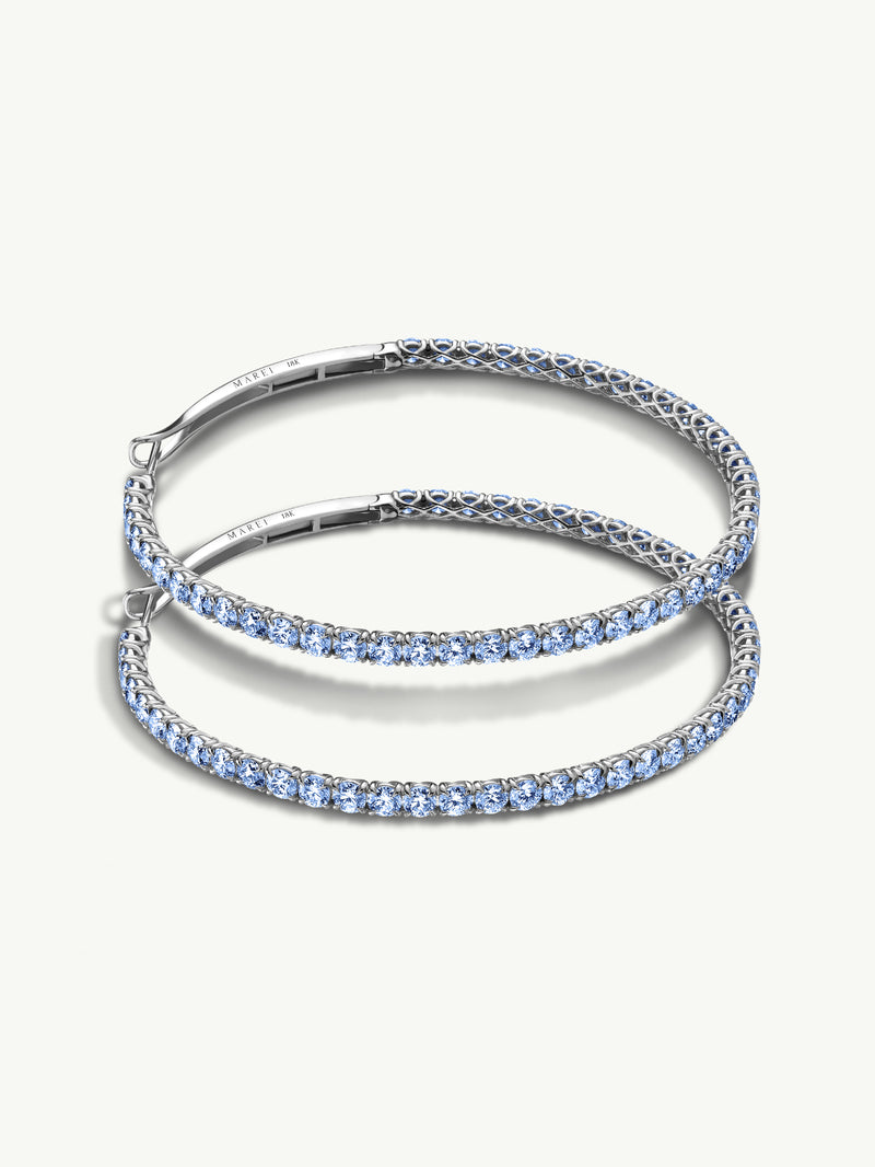 Seraphina XL Hoop Earrings With Brilliant-Cut Blue Sapphires In 18K White Gold
