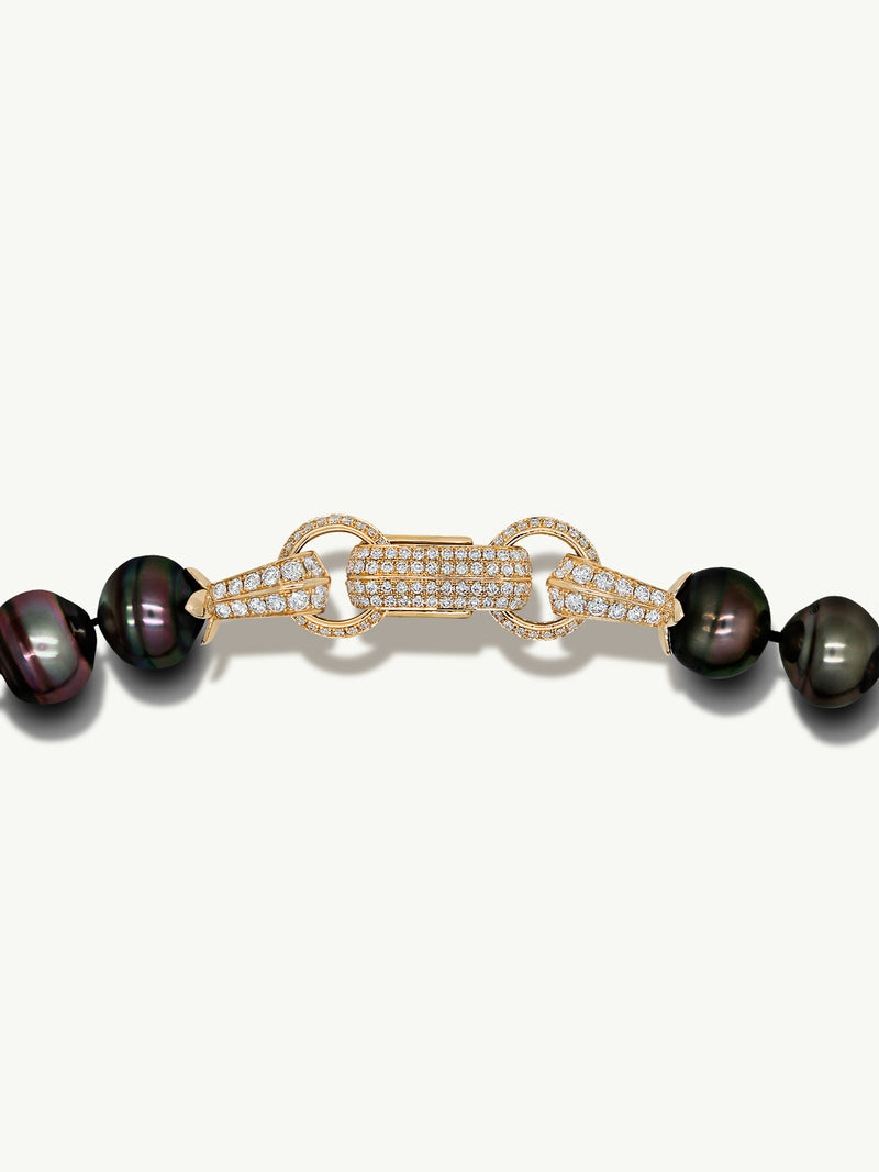 Nyx Tahitian Black Circle Pearl Necklace With Pavé-Set Brilliant Diamonds In 18K Yellow Gold