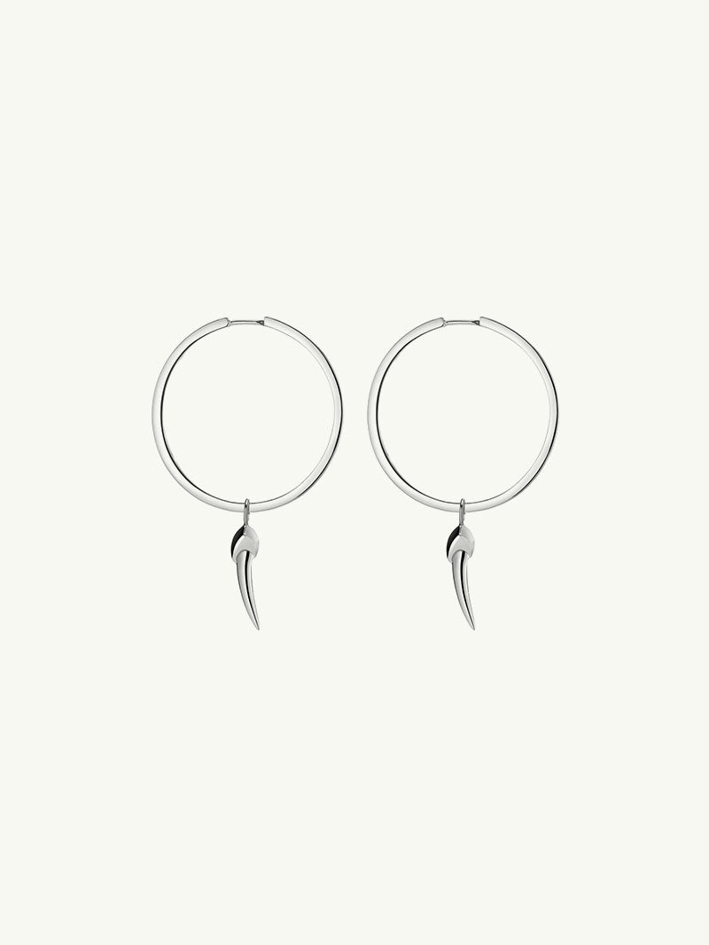 Damian Horn Talisman Pendant Hoop Earrings In Sterling Silver