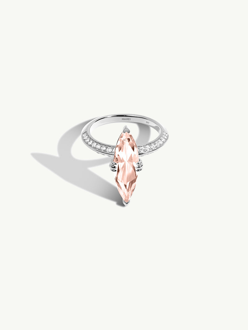 Marei Diamond Halo Marquise-Cut Pink Morganite Engagement Ring In Platinum