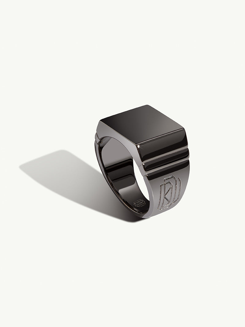 Adrian Men's Black Gold Signet Ring - Diaboli Kill Jewelry - image 1