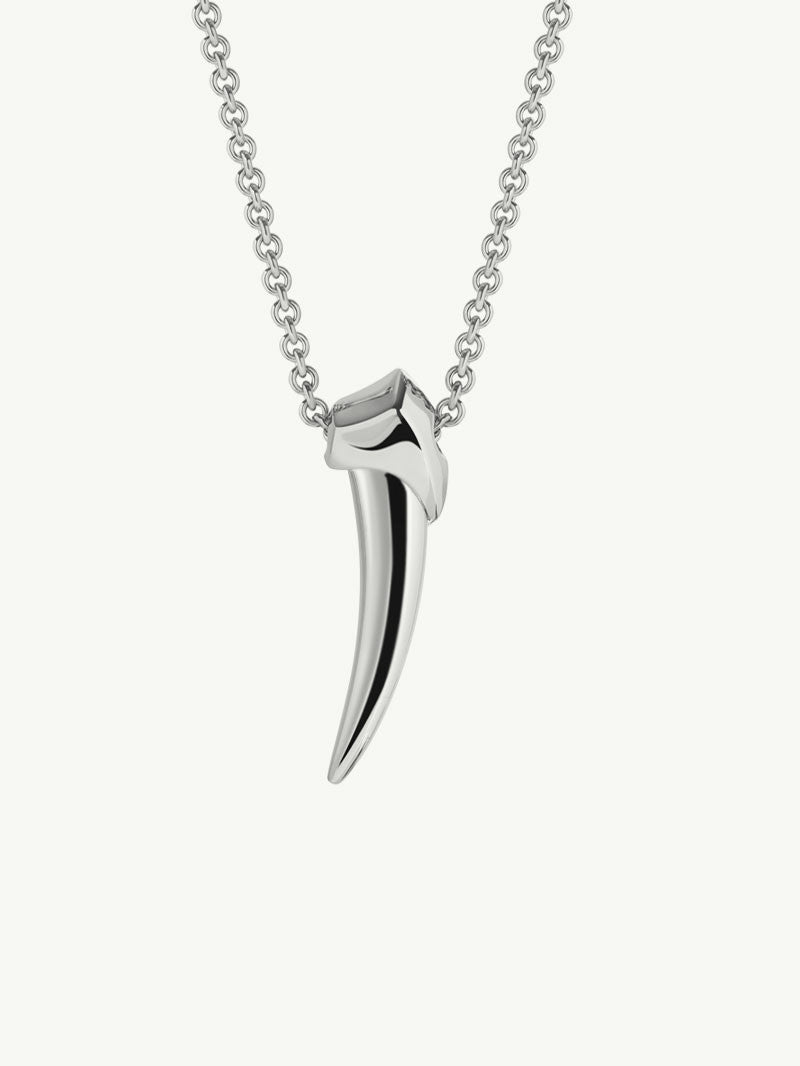 Damian Brevis Horn Talisman Pendant Necklace In 18K White Gold, 36mm