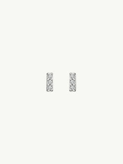 Micro Bar Earrings with Pavé Diamonds (.05 ctw) in 14K White Gold