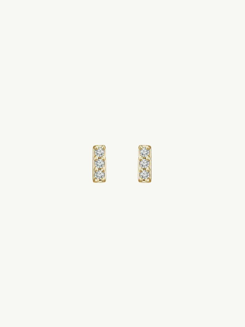 Micro Bar Earrings with Pavé Diamonds (.05 ctw) in 14K Yellow Gold