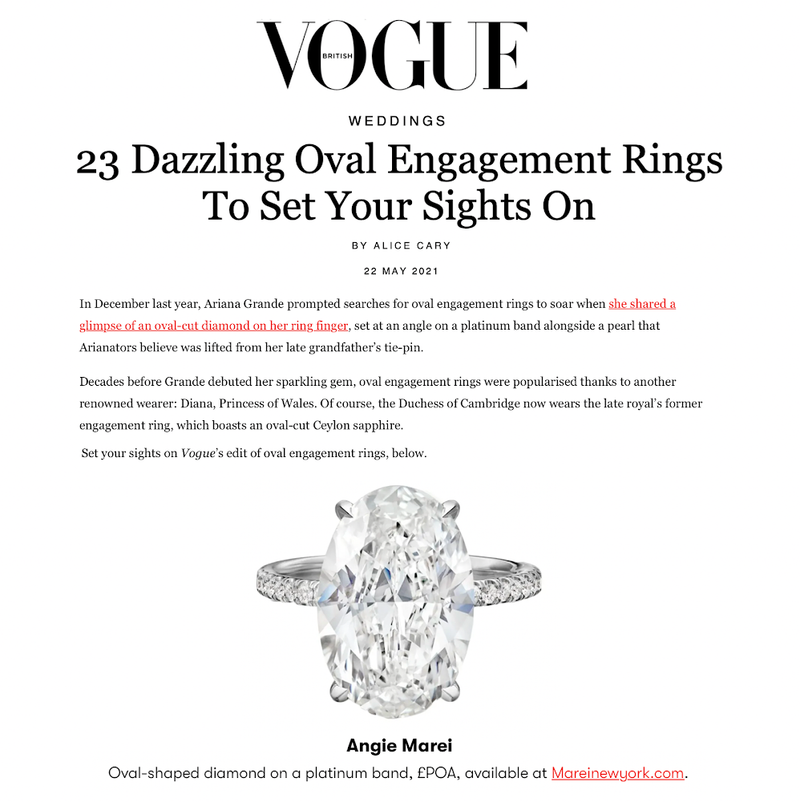 Featured in Vogue Magazine: Marei Suma Oval-Shaped Brilliant White Diamond Engagement Ring in Platinum - Image 1