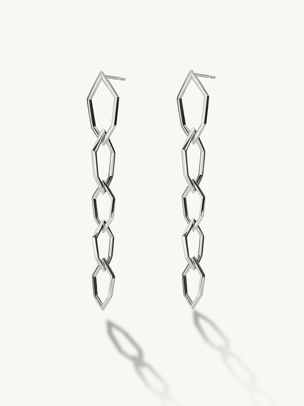 Amanti Chain Link Earrings In 18K White Gold
