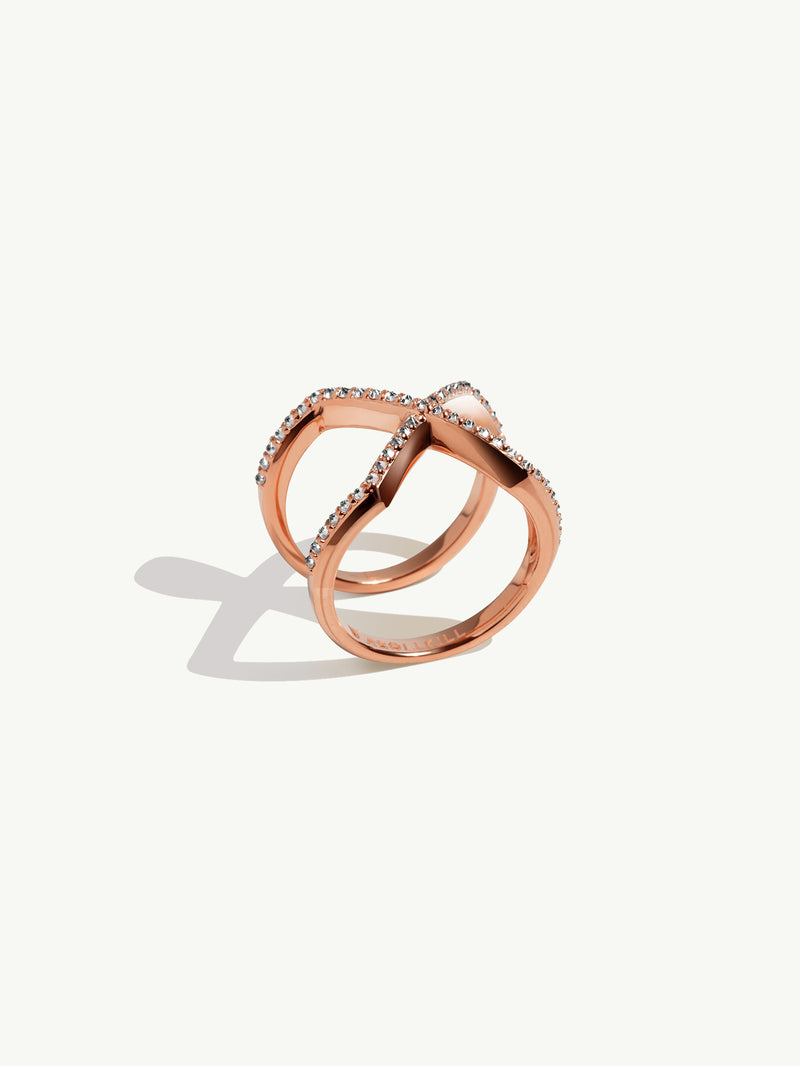 Exquis Pavé-Set Brilliant White Diamond Infinity Ring In 18K Rose Gold