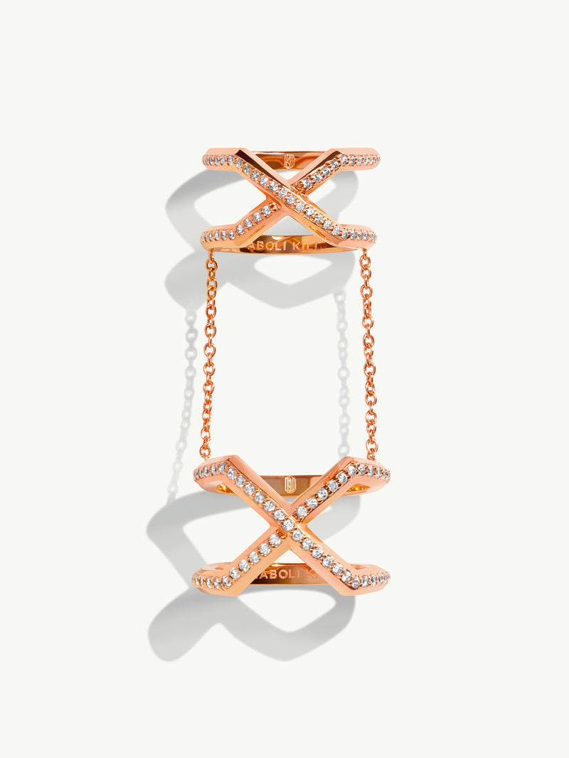 Exquis Gemini Infinity Ring With Pavé-Set Brilliant White Diamonds In 18K Rose Gold