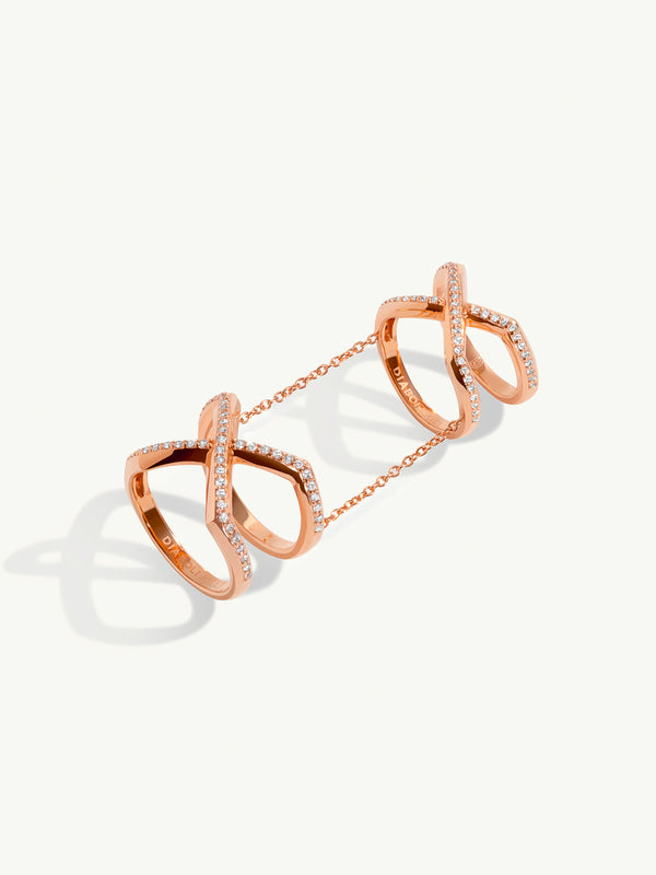 Exquis Gemini Infinity Ring With Pavé-Set Brilliant White Diamonds In 18K Rose Gold