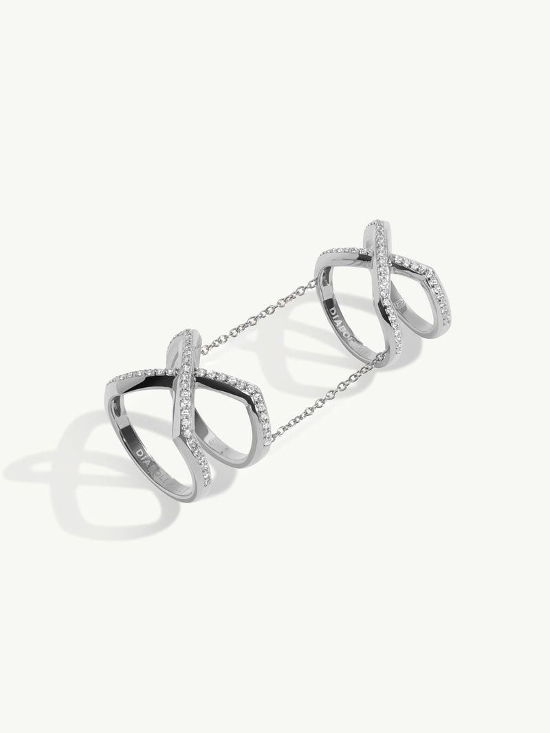 Exquis Gemini Infinity Ring With Pavé-Set Brilliant White Diamonds In 18K White Gold