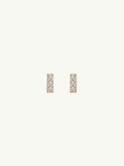 Petite Pavé White Diamond Bar Earrings In 14K Rose Gold, 0.05CTW