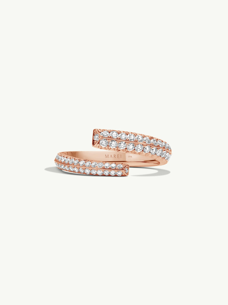Pythia Serpentine Coil Ring With Pavé-Set Brilliant White Diamonds In 18K Rose Gold