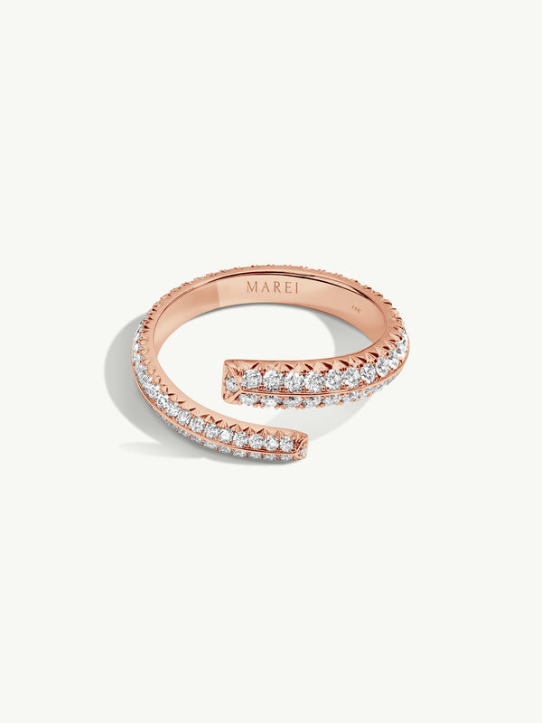 Pythia Serpentine Coil Ring With Pavé-Set Brilliant White Diamonds In 18K Rose Gold
