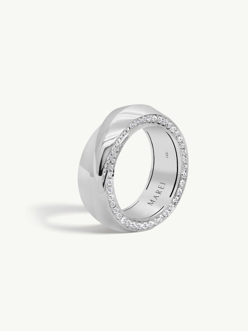 Sahara Oasis Ring With Pavé-Set Brilliant White Diamonds In 18K White Gold, 8mm