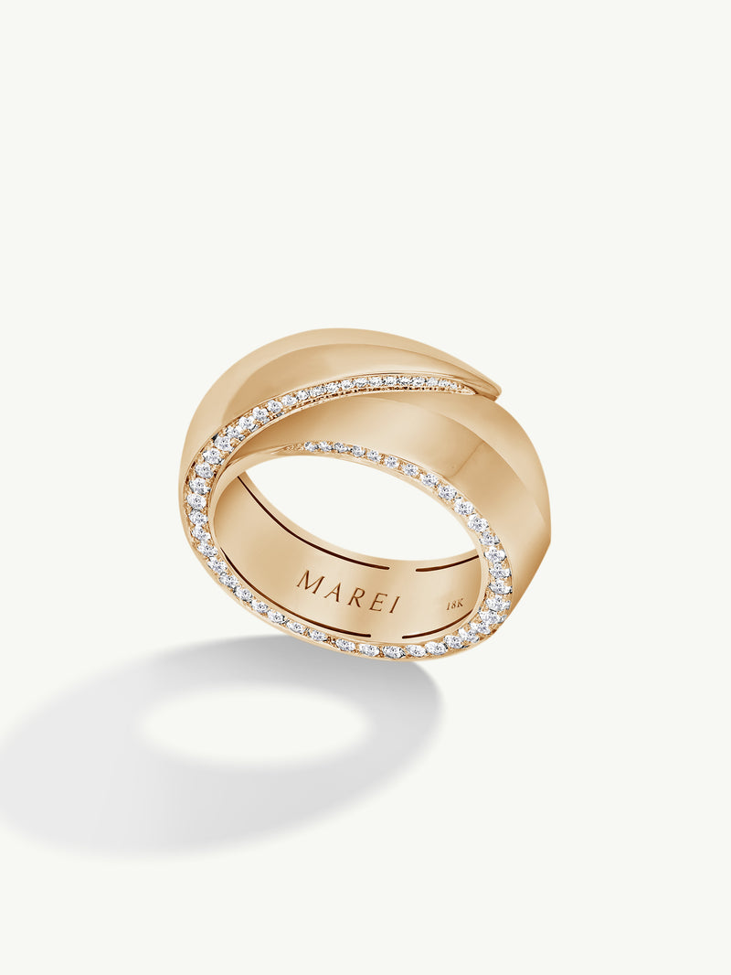 Sahara Oasis Ring With Pavé-Set Brilliant White Diamonds In 18K Yellow Gold, 8mm